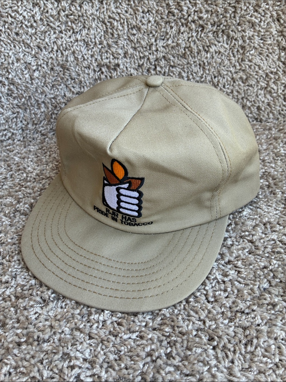 Vintage RJR Has Pride in Tobacco Embroidered Khaki SnapBack Cap